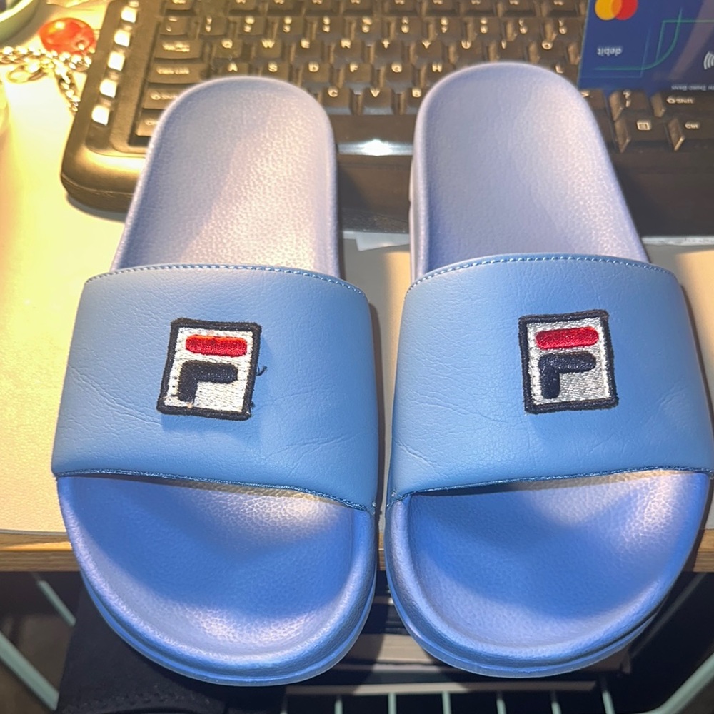 Fila Light Blue Slide Sandals